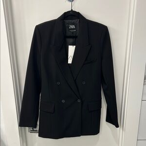 Zara Black Double-Breasted Blazer